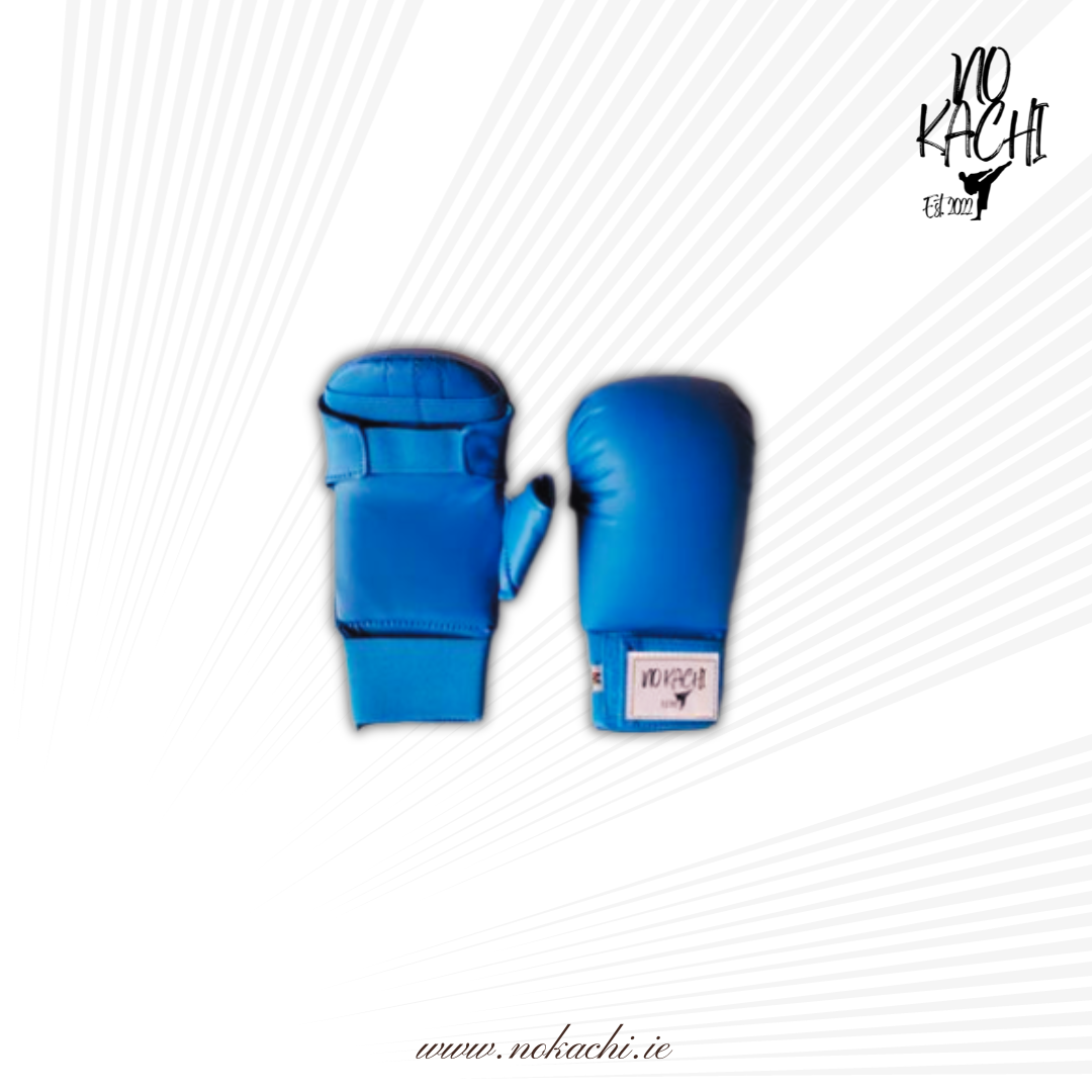 Blaue Handschuhe mit Daumen